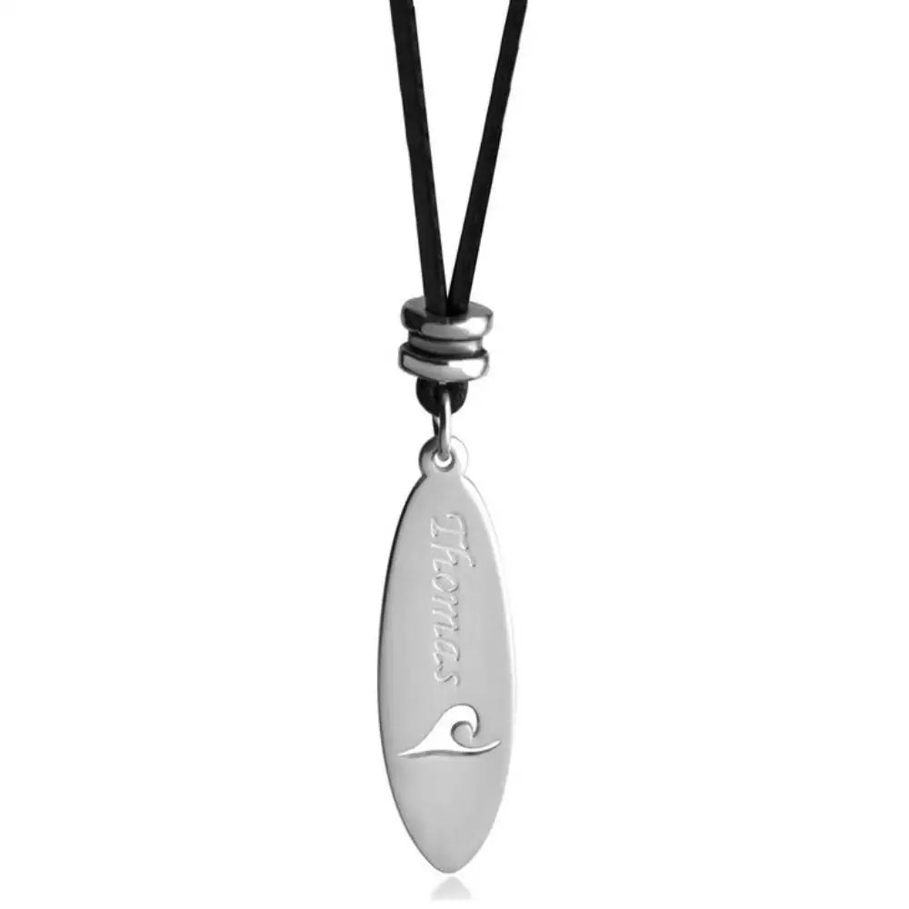 Personalized Surfboard Necklace – Custom Stainless Steel Jewelry Gift for Surfers