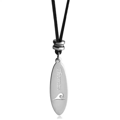 Personalized Surfboard Necklace – Custom Stainless Steel Jewelry Gift for Surfers