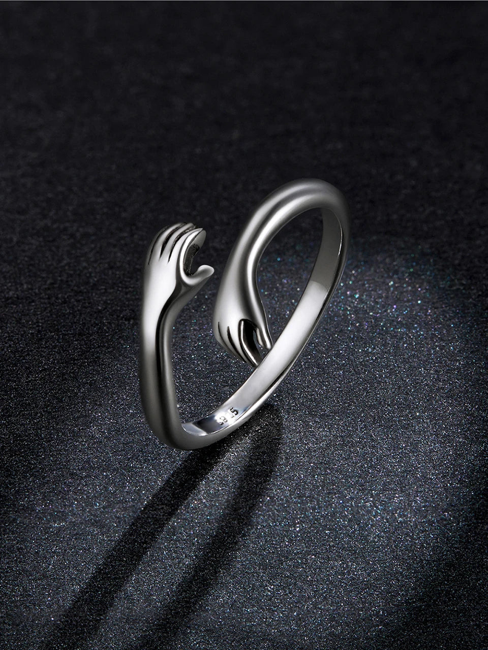 Hug Ring - 925 Sterling Silver Adjustable Open Love Band