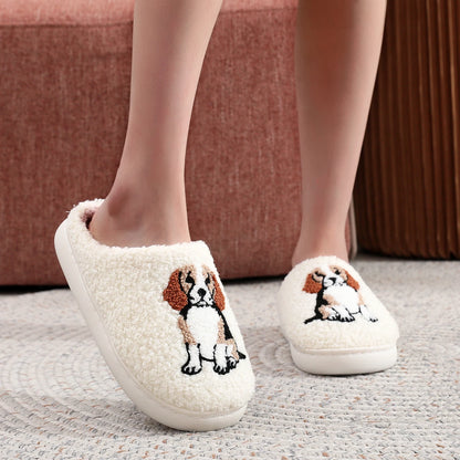 Fuzzy Beagle Dog Slippers