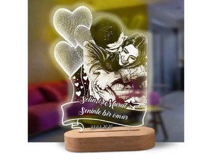 Personalized 3D Heart LED Lamp – Custom Photo Night Light Gift for Couples