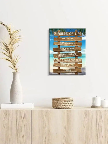 7 Rules of Life Poster - Motivational Canvas Wall Art for Home & Office
