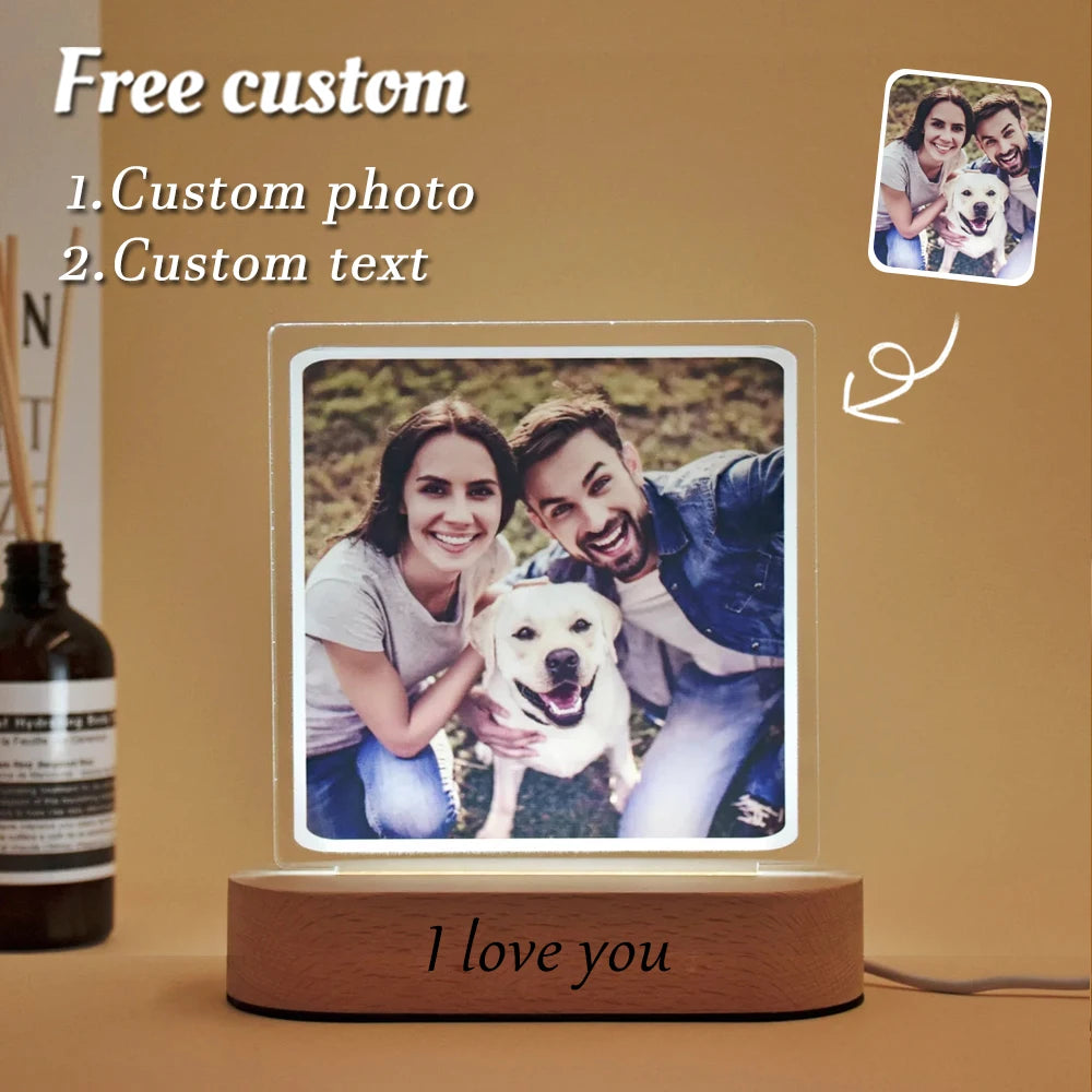 Personalized 3D Heart LED Lamp – Custom Photo Night Light Gift for Couples