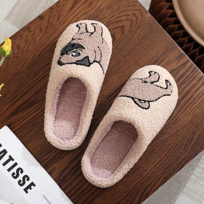 Fuzzy Pug Dog Slippers