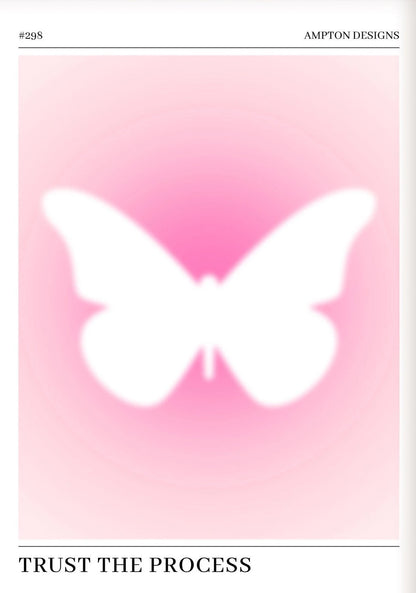 Pink Aura Butterfly Poster - Inspirational Canvas Wall Art for Bedroom