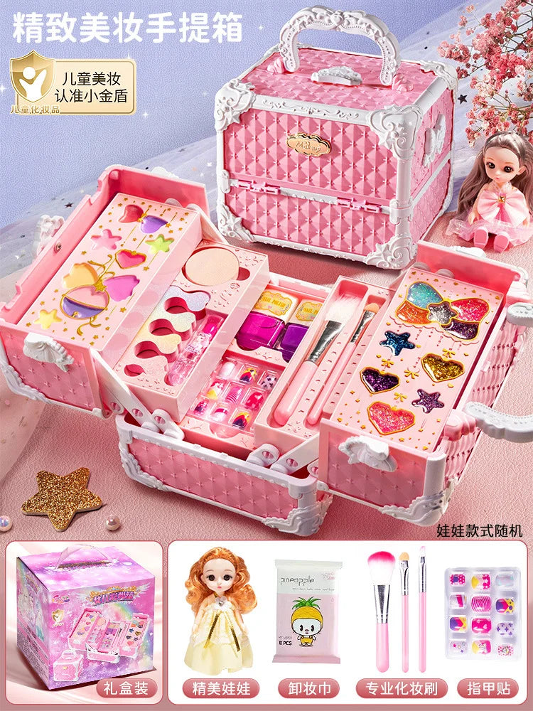 Kids Washable Makeup Kit for Girls – Safe Pretend Play Beauty Set