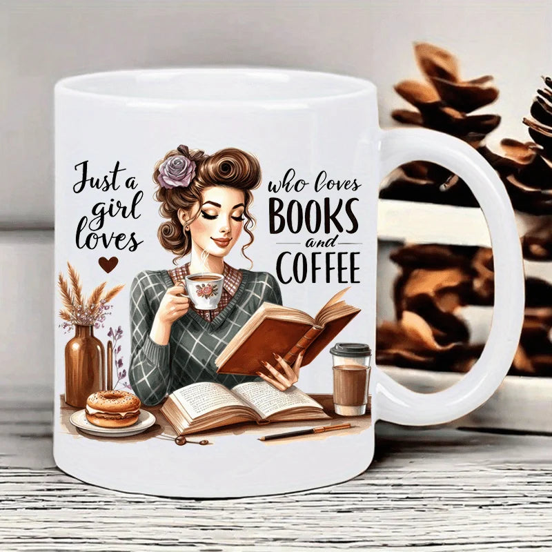 Book Lover Ceramic Coffee Mug Just a Girl Who Loves Books Quote