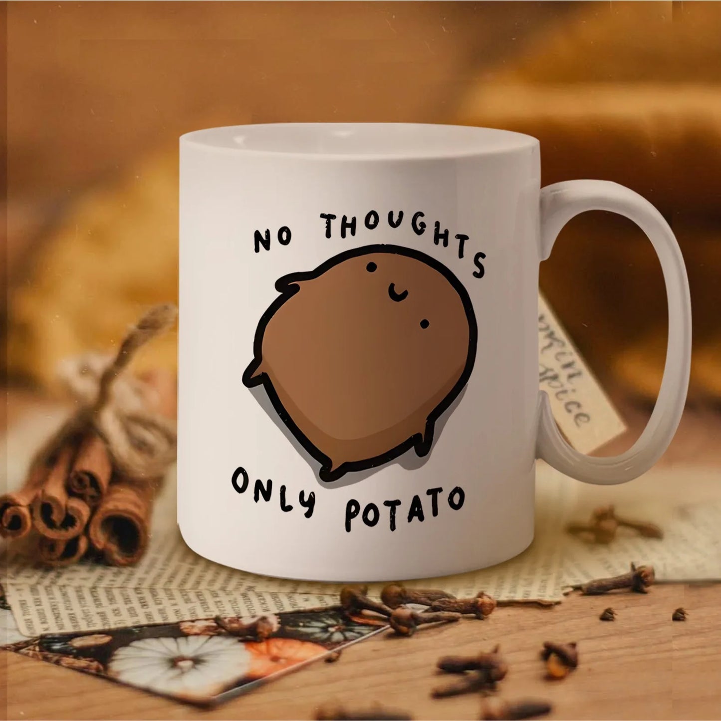 No Thoughts Only Potato Ceramic Mug Cute Funny Coffee Tea Cup