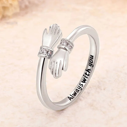 Huitan Hug Ring - Adjustable Fashion Jewelry with Cubic Zirconia