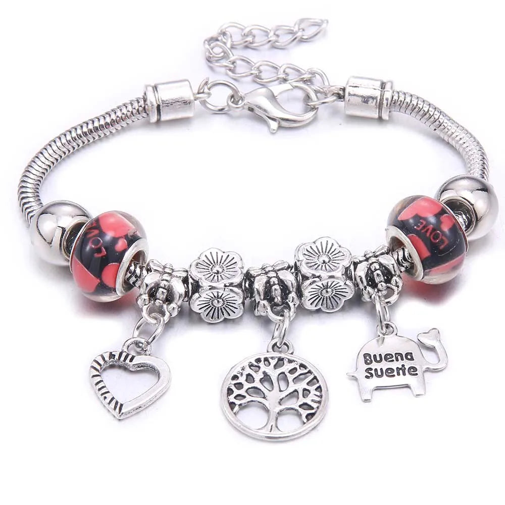 White Butterfly Crown Charm Bracelet – Friendship Gift for Women
