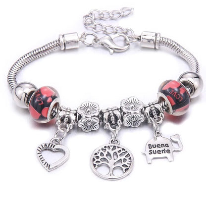 White Butterfly Crown Charm Bracelet – Friendship Gift for Women