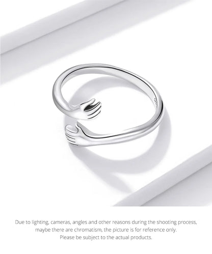 Hug Ring - 925 Sterling Silver Adjustable Open Love Band
