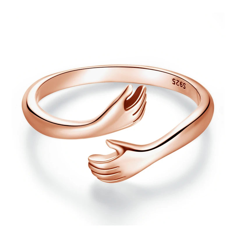 Hug Ring - 925 Sterling Silver Adjustable Open Love Band