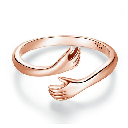 Hug Ring - 925 Sterling Silver Adjustable Open Love Band
