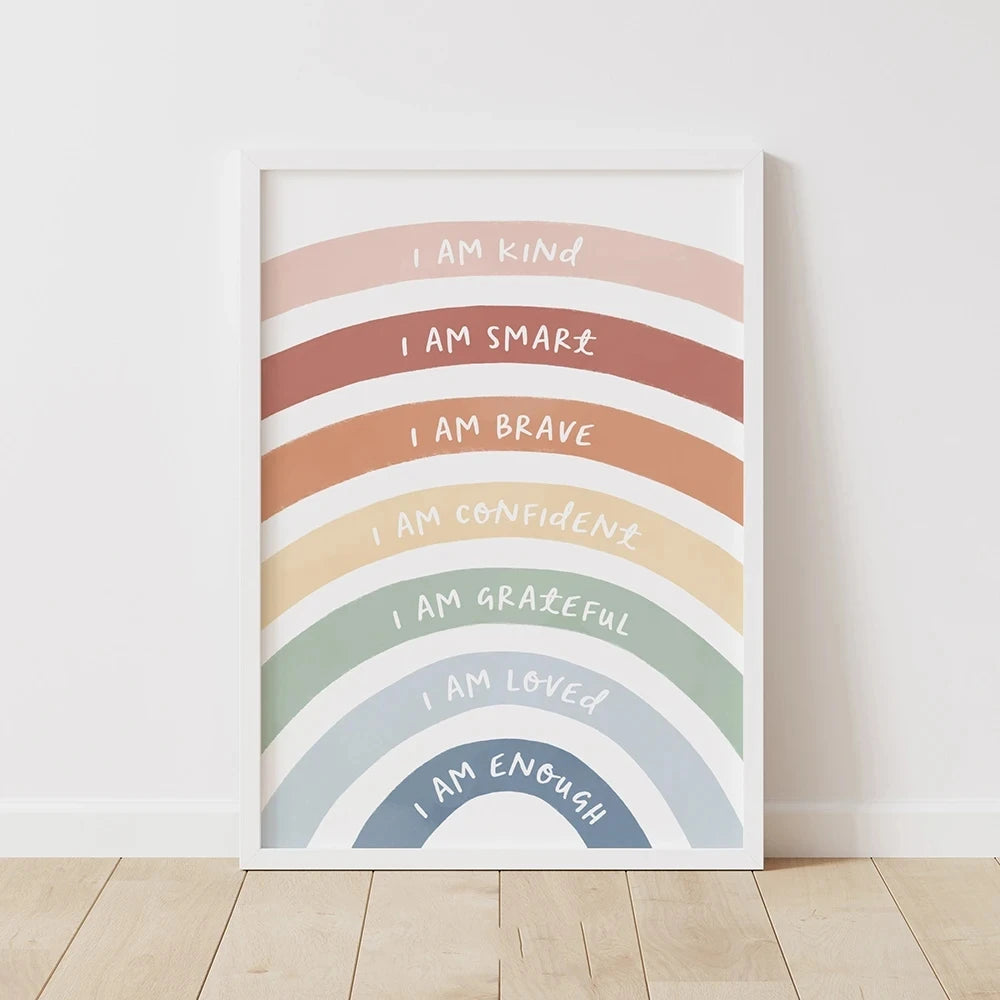 Rainbow Affirmation Poster - Inspirational Canvas Wall Art for Kids