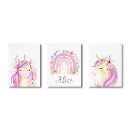 Custom Unicorn Poster - Personalized Canvas Wall Art for Kids’ Room
