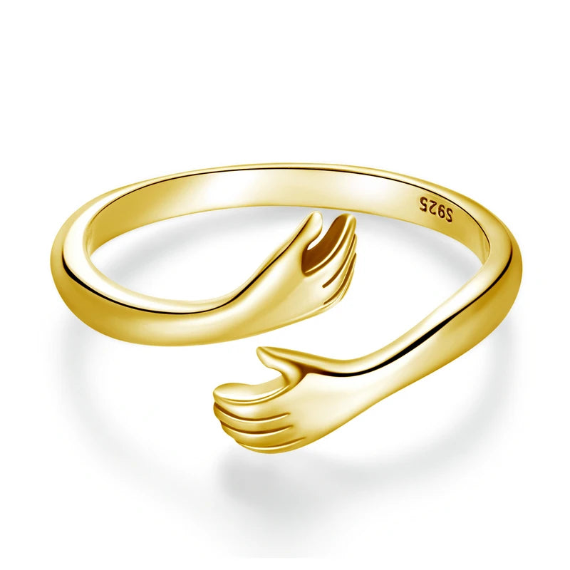 Hug Ring - 925 Sterling Silver Adjustable Open Love Band
