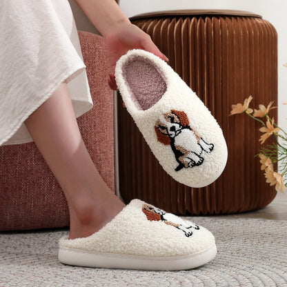 Fuzzy Beagle Dog Slippers