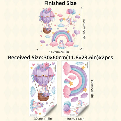 Rainbow Unicorn Wall Decal - Removable PVC Sticker for Kids’ Room