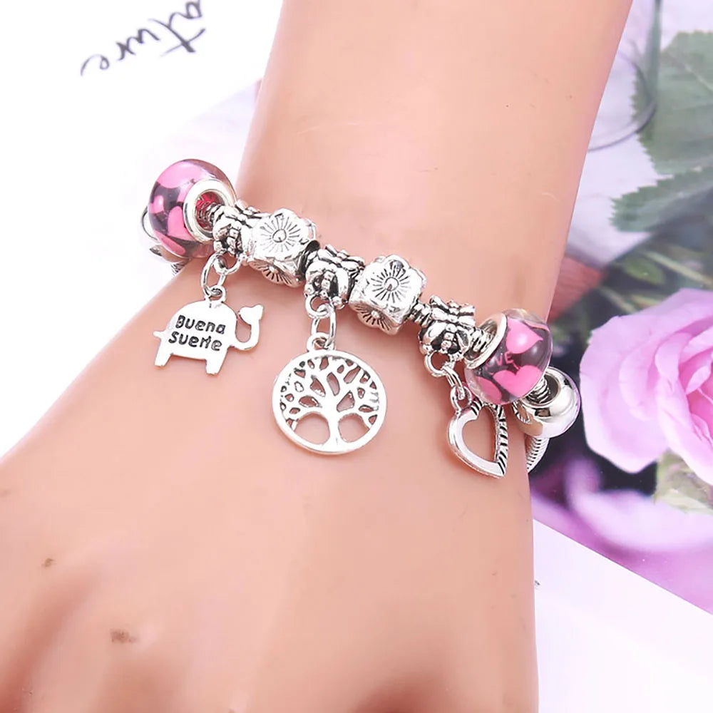 White Butterfly Crown Charm Bracelet – Friendship Gift for Women