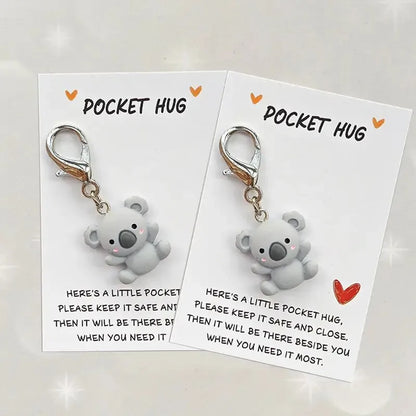 Koala Pocket Hug Keychain – Handmade Resin & Paper Love Gift