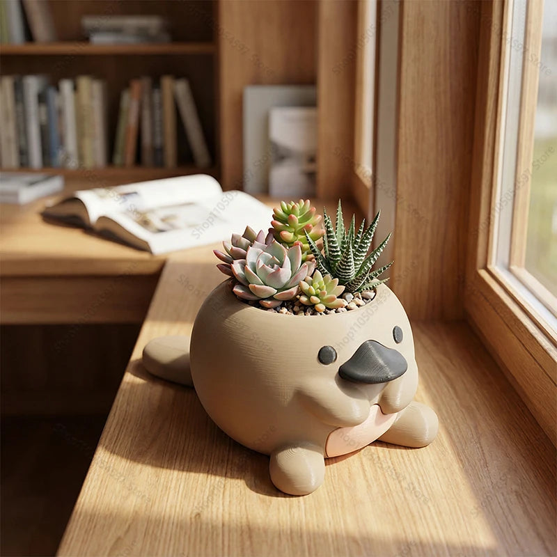 Cute Platypus Planter 3D Printed Succulent Pot Desk Decor Gift