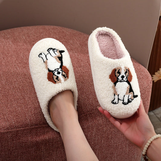 Fuzzy Beagle Dog Slippers