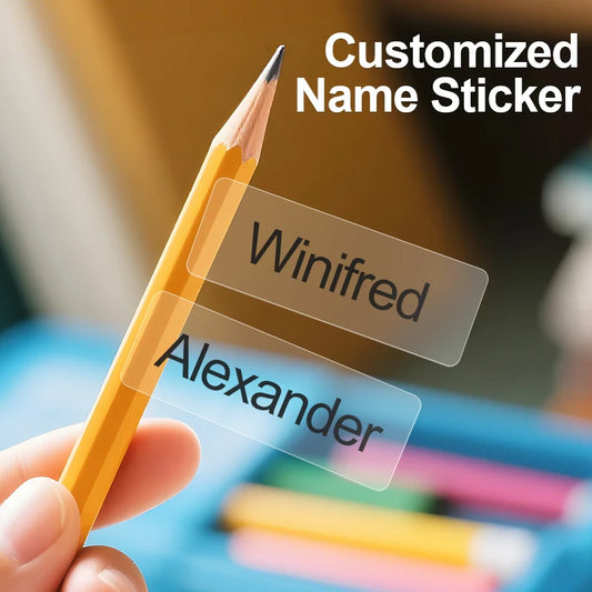 Custom Waterproof Name Labels – Transparent Stickers for Kids & Supplies