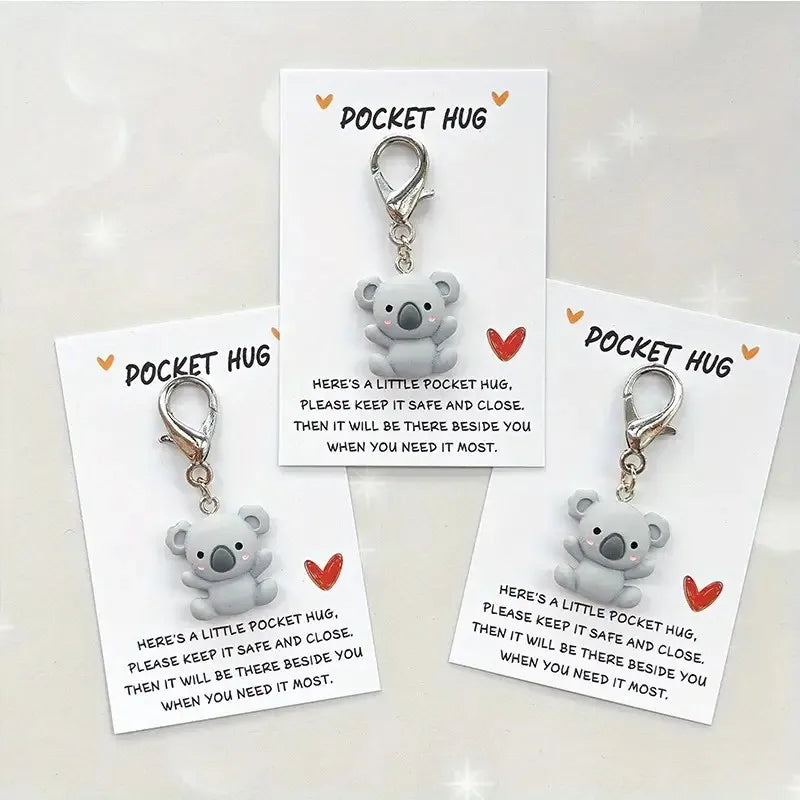 Koala Pocket Hug Keychain – Handmade Resin & Paper Love Gift