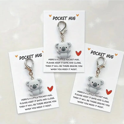 Koala Pocket Hug Keychain – Handmade Resin & Paper Love Gift