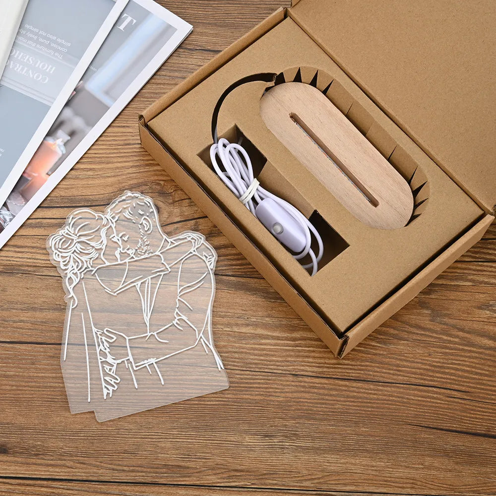 Personalized 3D Heart LED Lamp – Custom Photo Night Light Gift for Couples