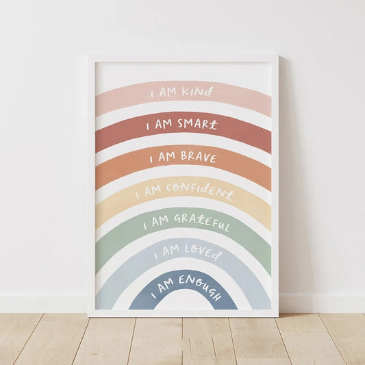 Rainbow Affirmation Poster - Inspirational Canvas Wall Art for Kids
