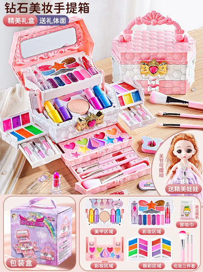 Kids Washable Makeup Kit for Girls – Safe Pretend Play Beauty Set