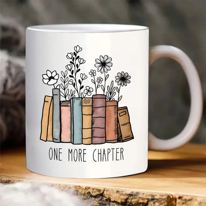 Floral Ceramic Coffee Mug Another Chapter Gift for Book Lovers
