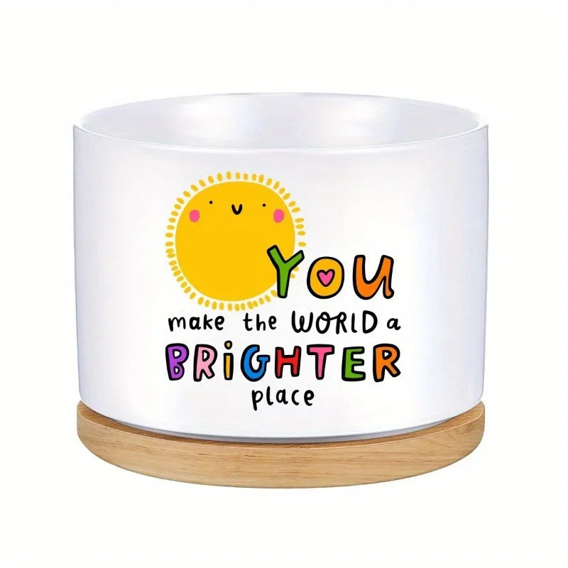Inspirational Ceramic Flower Pot for Home Office Desk Decor