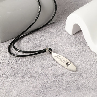 Personalized Surfboard Necklace – Custom Stainless Steel Jewelry Gift for Surfers
