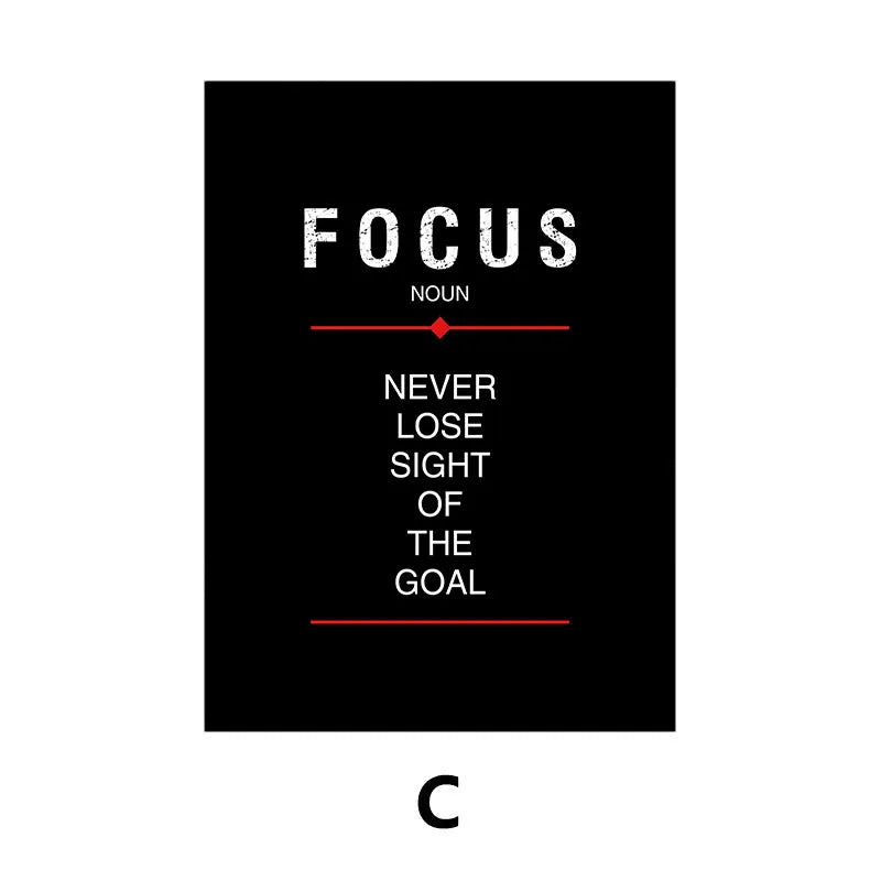 Discipline & Focus Poster - Inspirational Black Canvas Wall Art