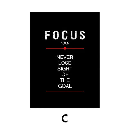 Discipline & Focus Poster - Inspirational Black Canvas Wall Art