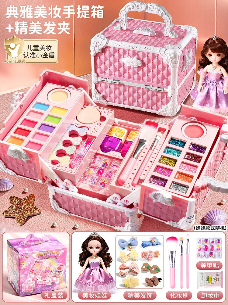 Kids Washable Makeup Kit for Girls – Safe Pretend Play Beauty Set