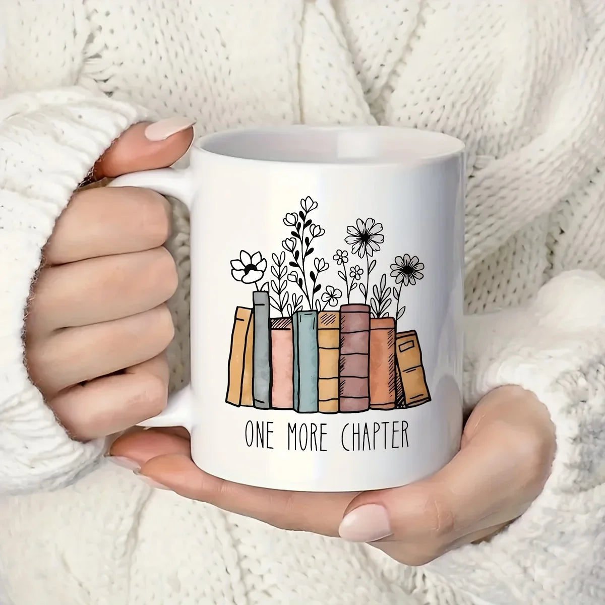 Floral Ceramic Coffee Mug Another Chapter Gift for Book Lovers