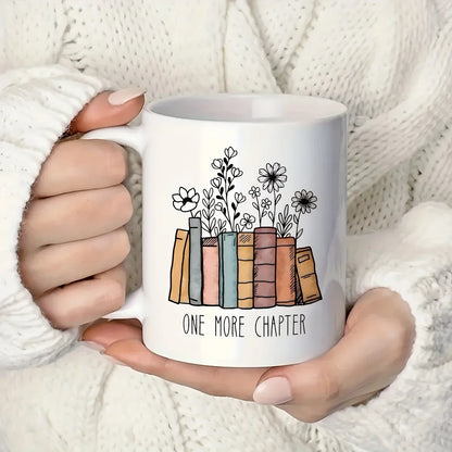 Floral Ceramic Coffee Mug Another Chapter Gift for Book Lovers
