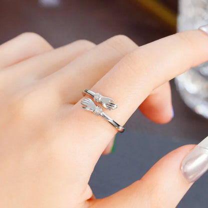 Huitan Hug Ring - Adjustable Fashion Jewelry with Cubic Zirconia