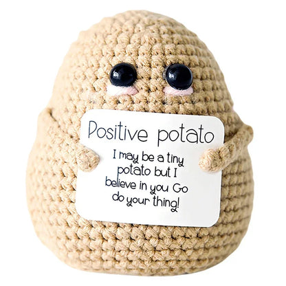 New Positive Energy Potato Hug Pocket Mini Handmade Plush Wool Knitting Doll with Card Funny Christams Gift Home Room Decoration