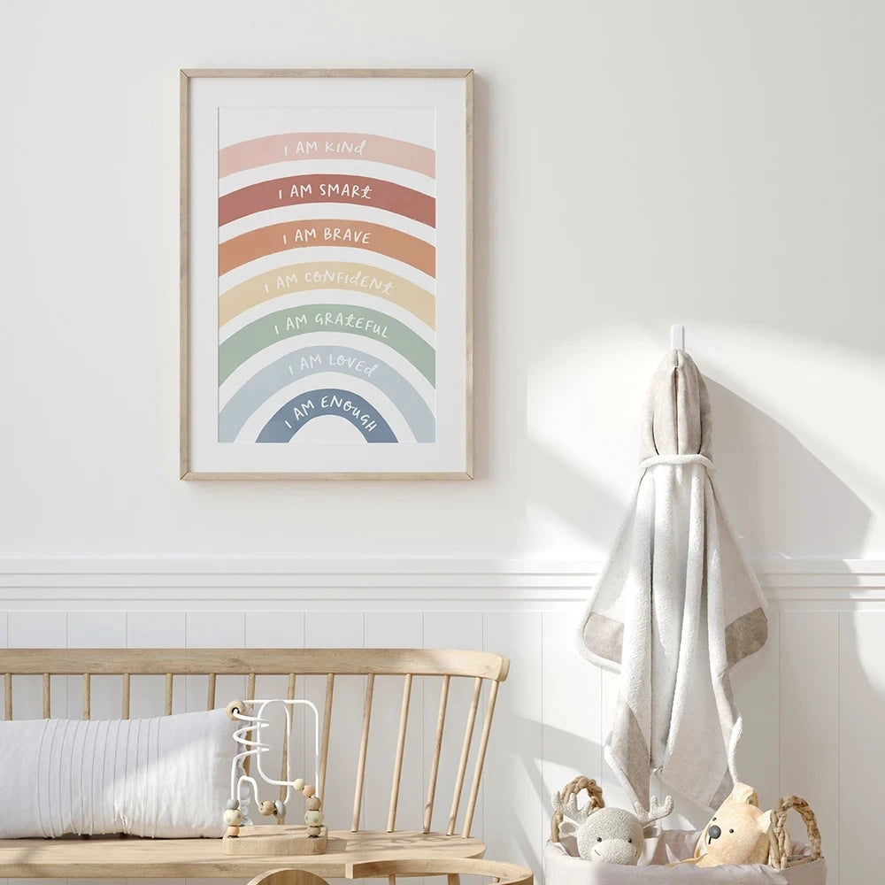 Rainbow Affirmation Poster - Inspirational Canvas Wall Art for Kids