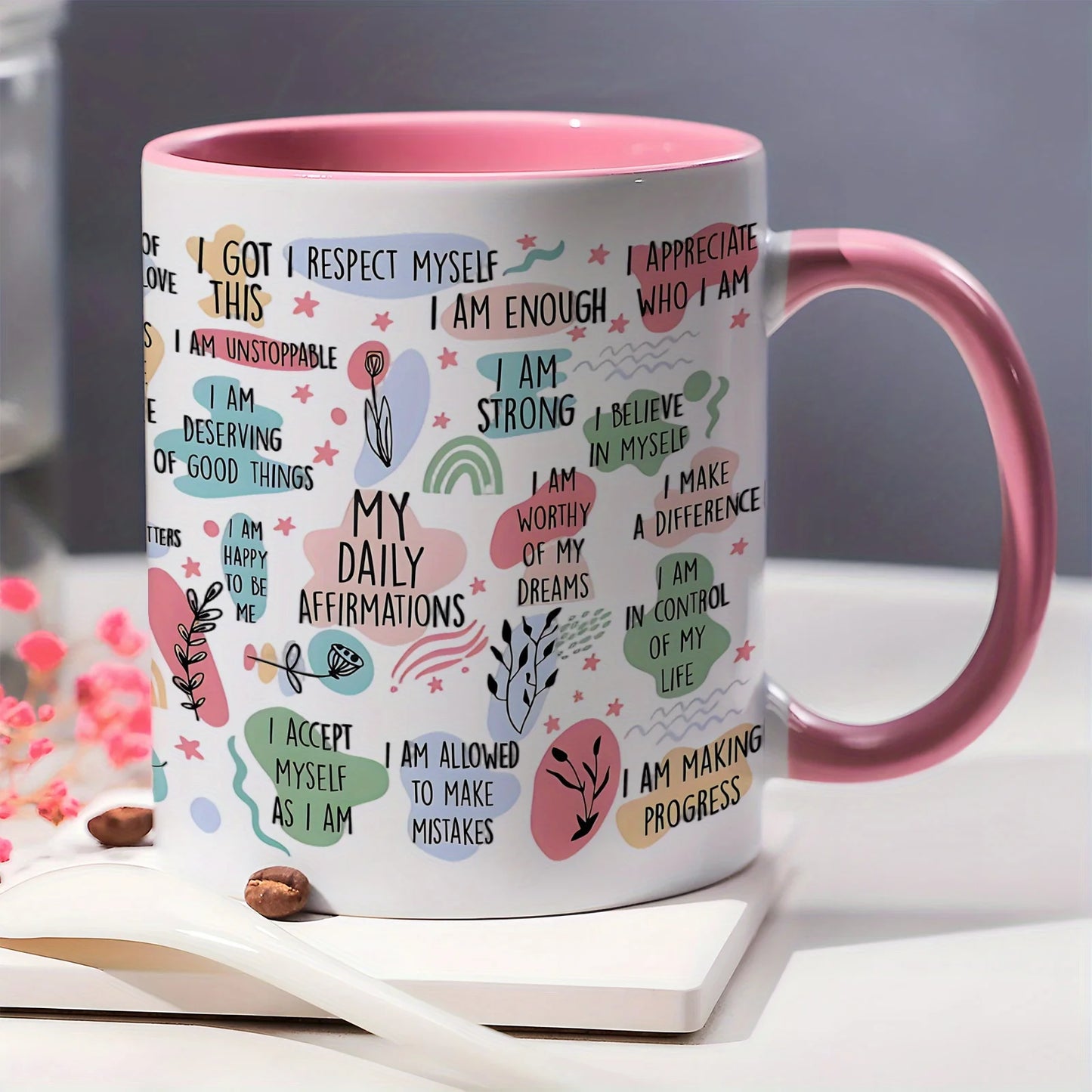 11oz Inspirational Quotes Ceramic Coffee Mug with Positive Sayings