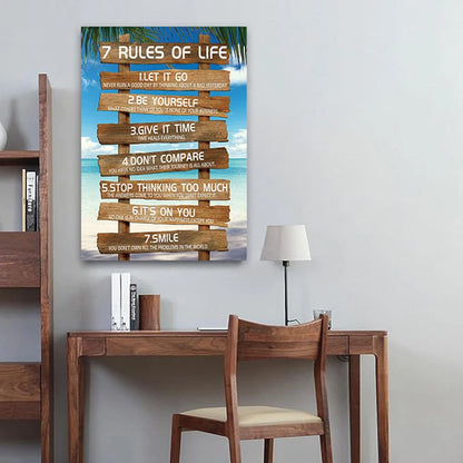 7 Rules of Life Poster - Motivational Canvas Wall Art for Home & Office