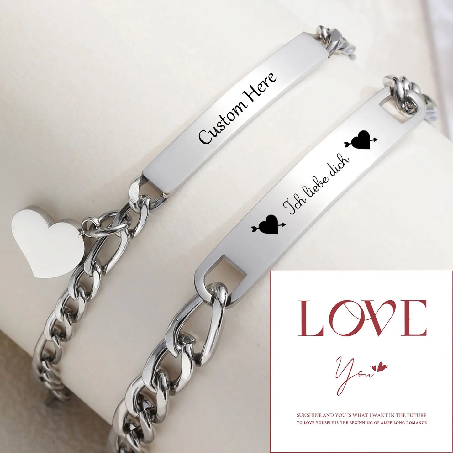 Custom Couple Bracelets – Valentine’s Day Heart Charm Jewelry