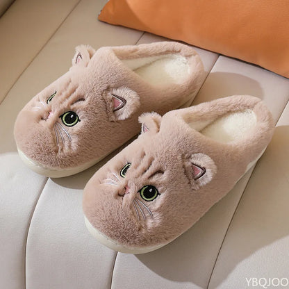 Fluffy Cartoon Kitten Slippers