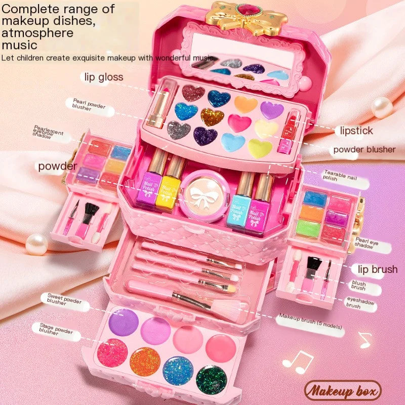 Kids Washable Makeup Kit for Girls – Safe Pretend Play Beauty Set