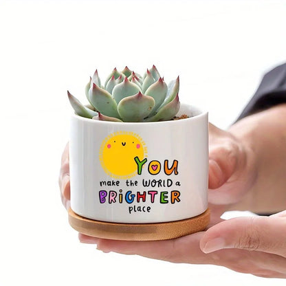 Inspirational Ceramic Flower Pot for Home Office Desk Decor